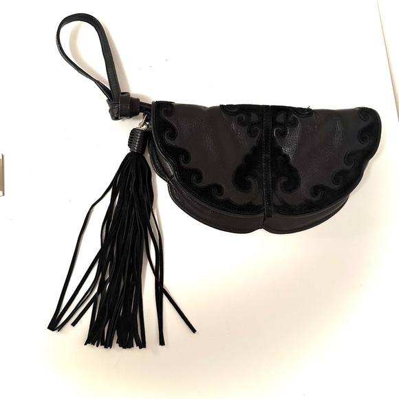 Yves St Laurent Leather Shoulder Bag, Wristlet, Clutch - Black - Picture 5 of 14